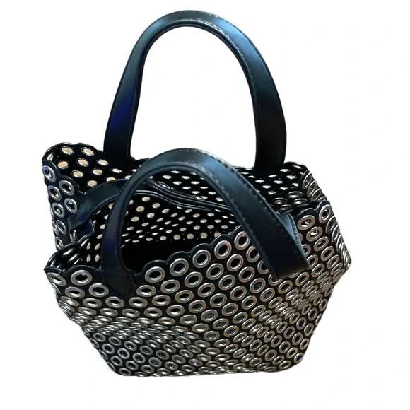 Biker style no name black & silver tote & removable insert. NWOT - Picture 8 of 10